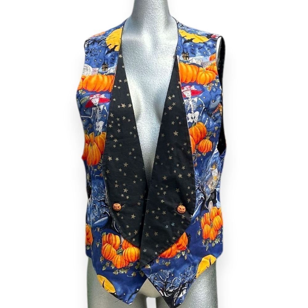 ๐โจโHandmade Vintage Reversible Halloween Vest โ Medium ๐ป - Picture 3 of 14